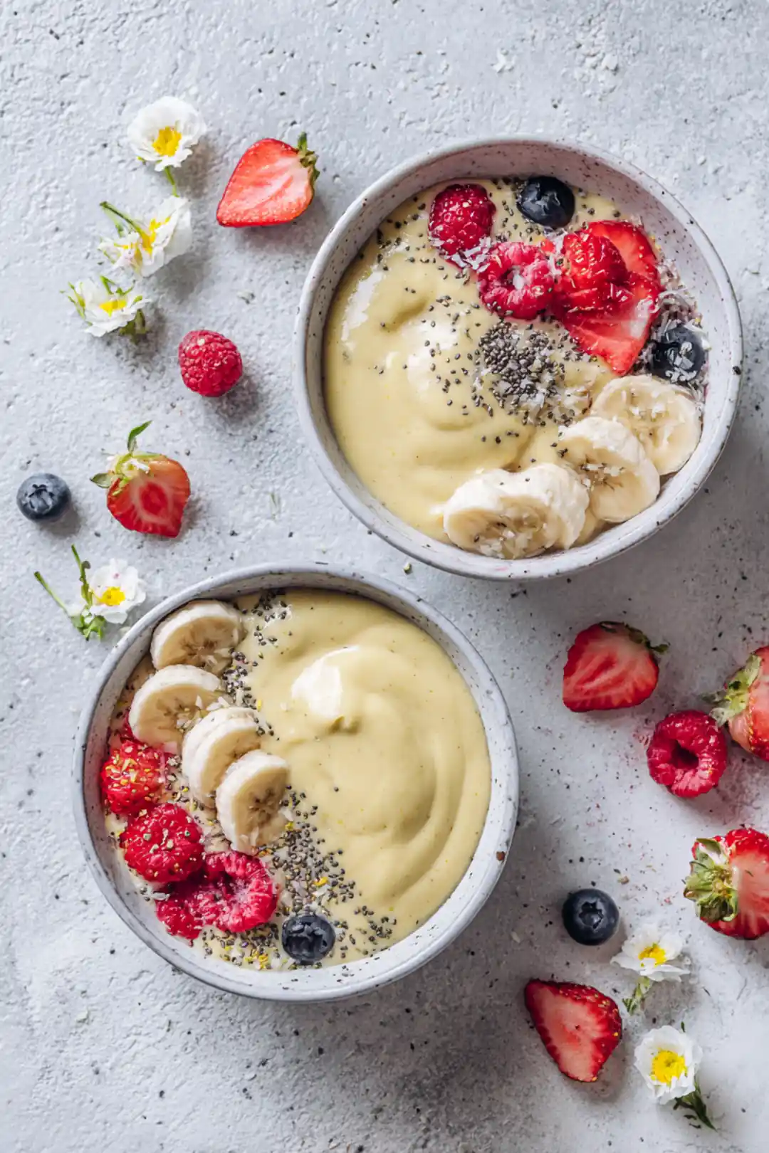 Pour the smoothie mixture into two bowls