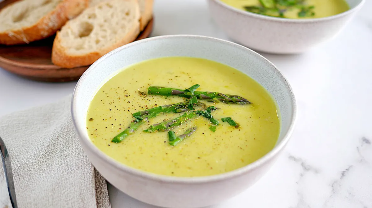 Prebiotic asparagus and leek creamy soup