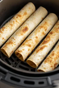 Preheat the air fryer to 400 degrees Fahrenheit and cook the taquitos for 8 to 10 minutes until crispy, flipping halfway through.