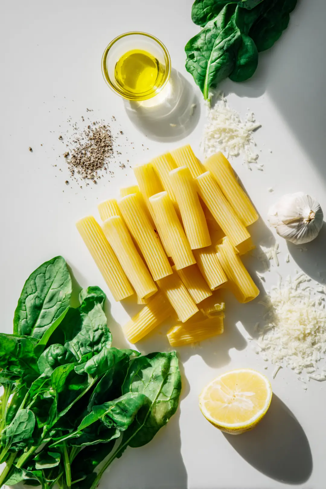 Probiotic Spring Greens Rigatoni with Lemon - ingredients