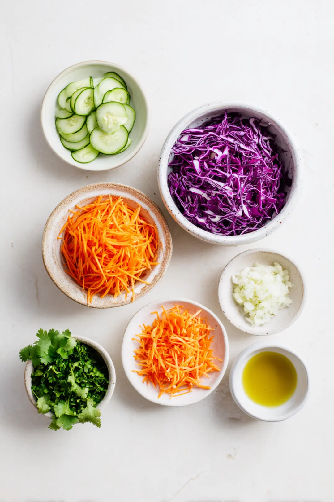 Purple cabbage salad with miso dressing ingredients