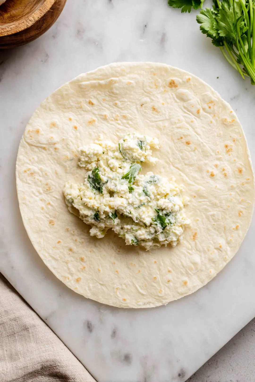 Roll tortillas with filling for air fryer