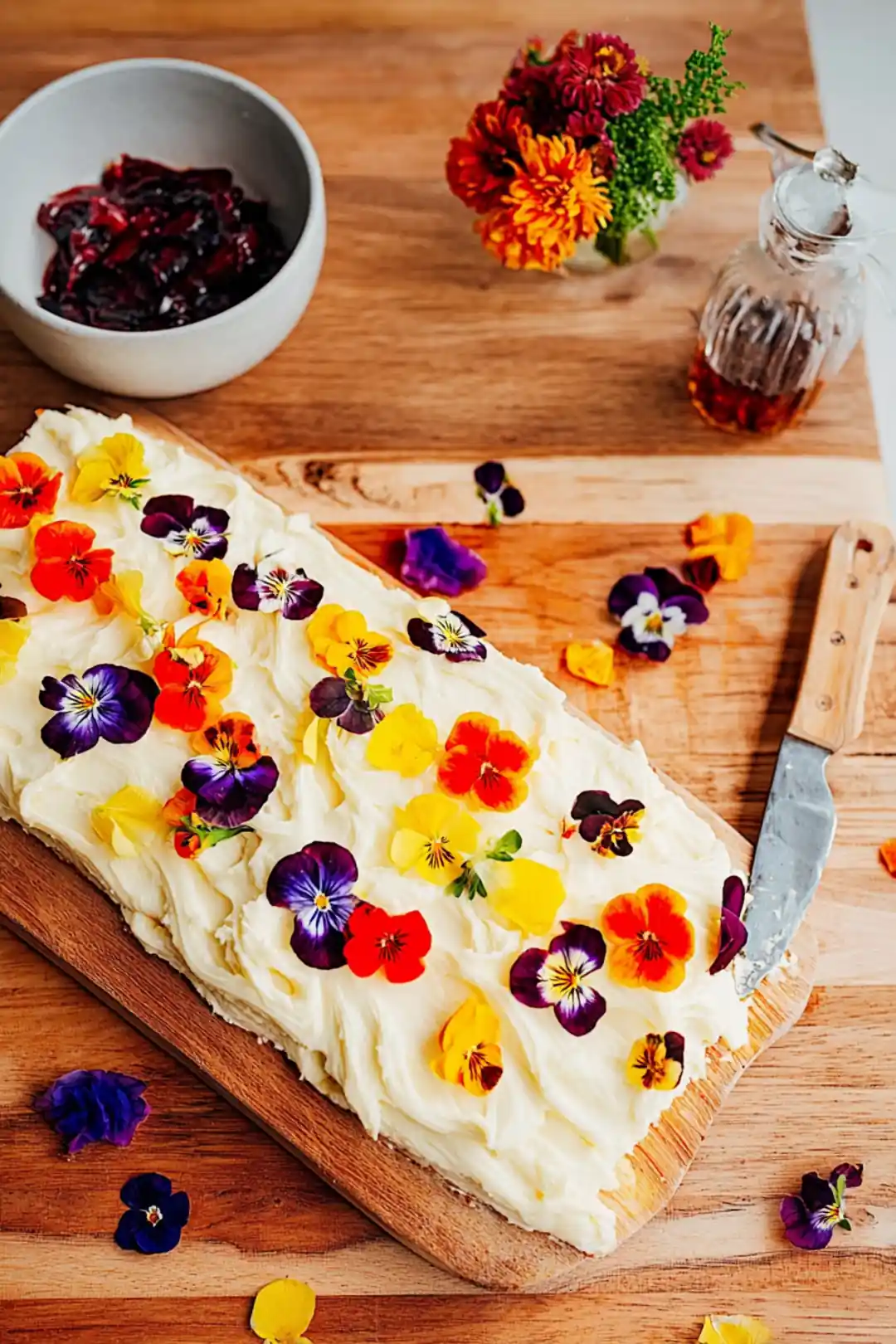 Savory whipped butter board with edible flowers