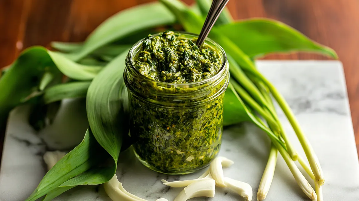 Scallion and Wild Garlic Stem Pesto