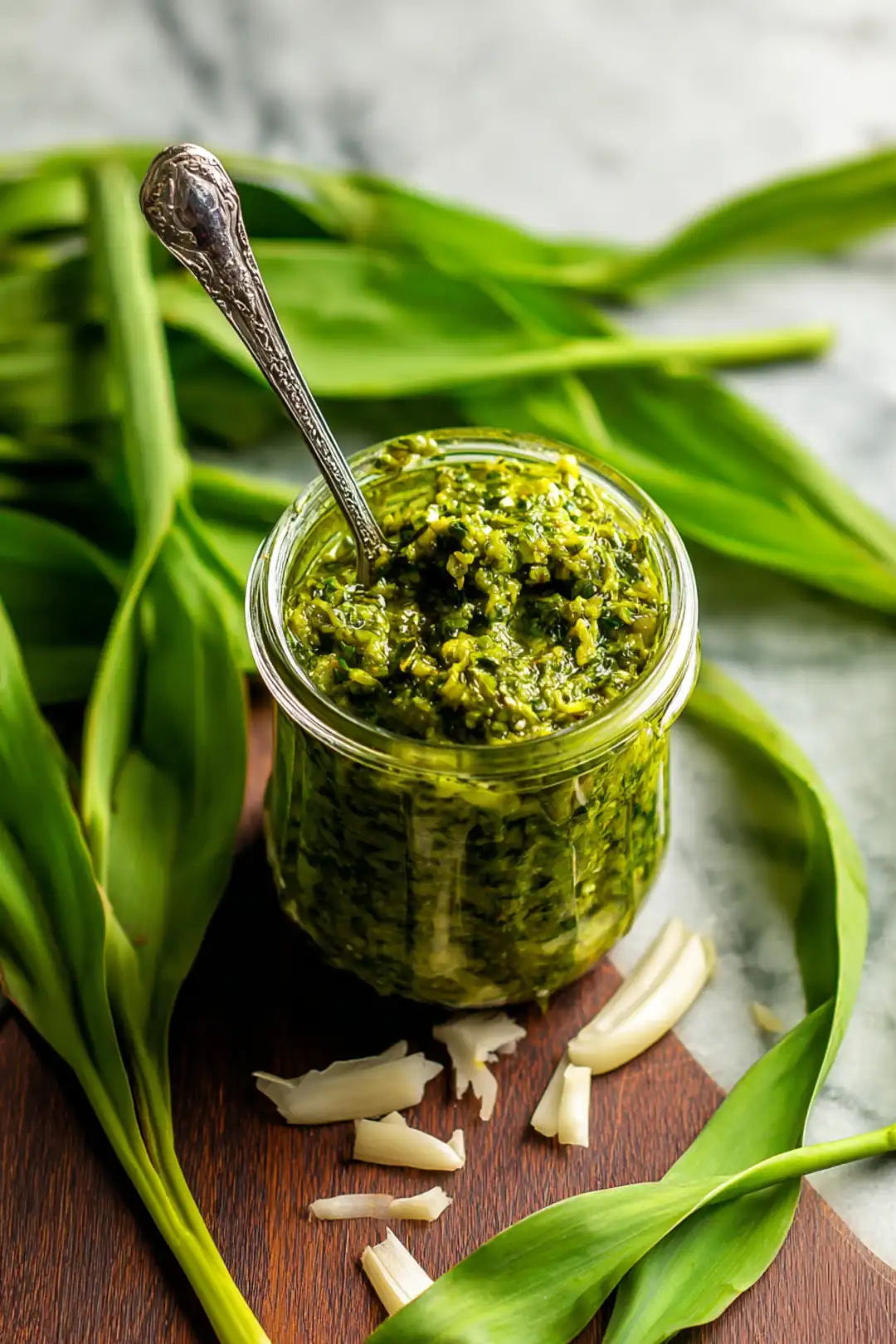 Scallion and Wild Garlic Stem Pesto