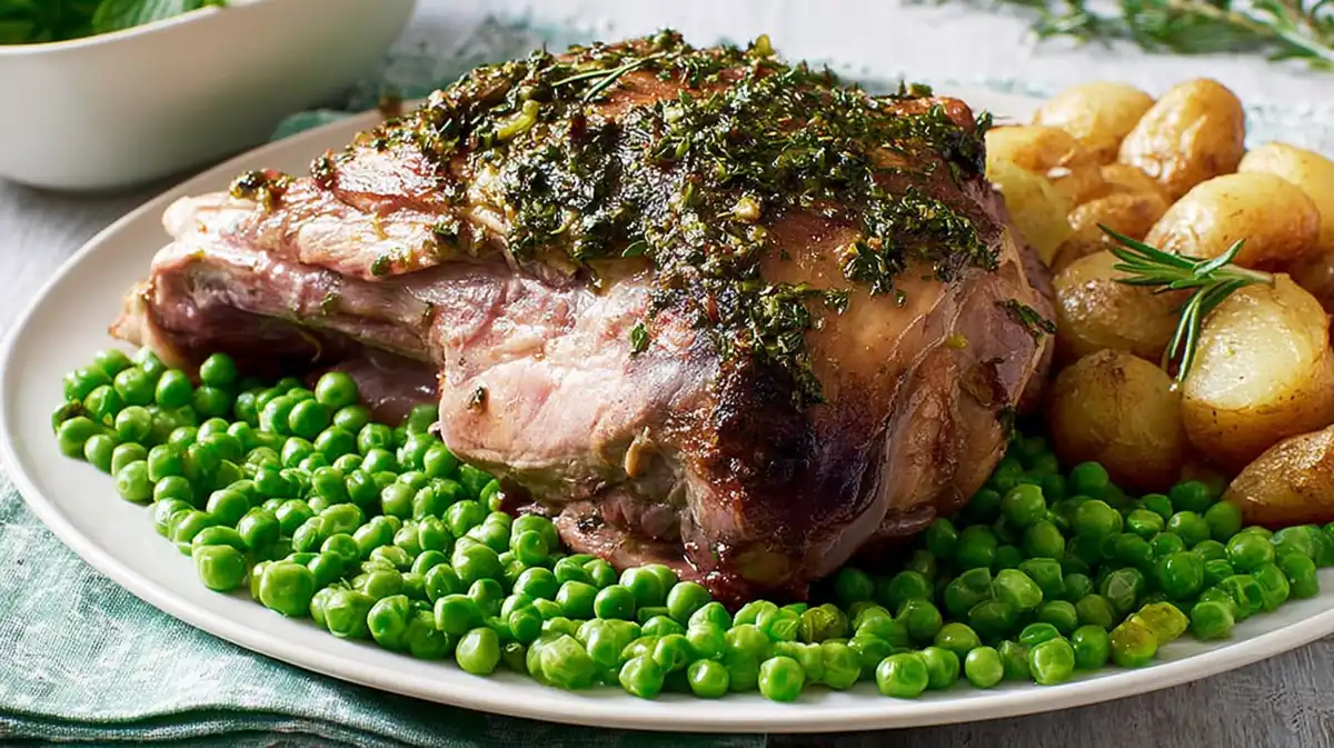 Sheet Pan Roasted Lamb with Minty Spring Peas
