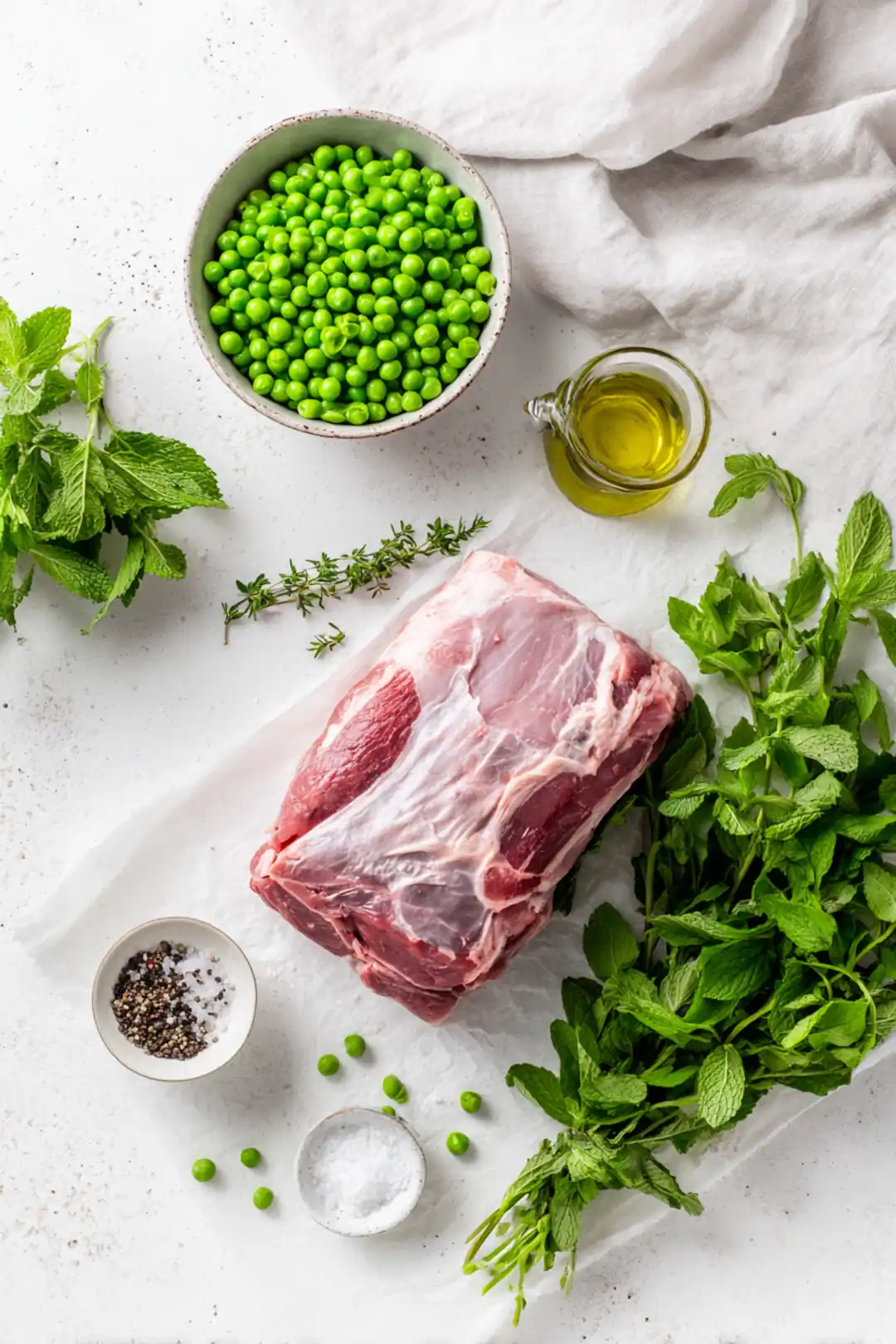Sheet Pan Roasted Lamb with Spring Peas - ingredients