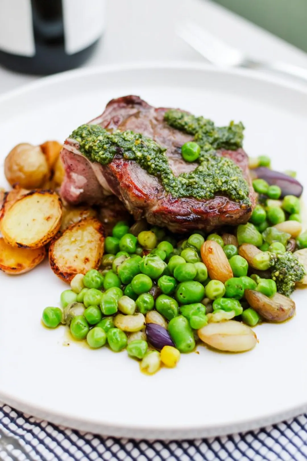 Sheet Pan Roasted Lamb with Spring Peas