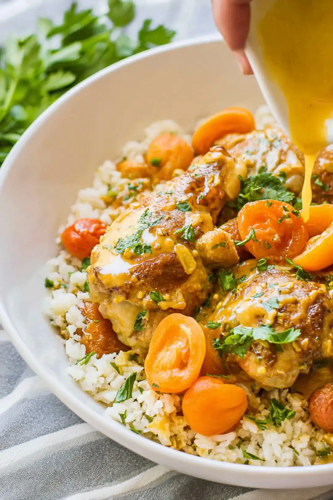 Slow cooker apricot honey mustard chicken