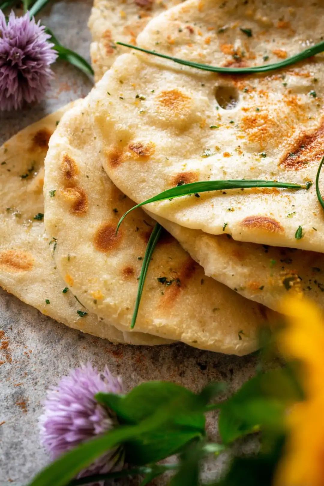 sourdough discard flatbread with wild garlic