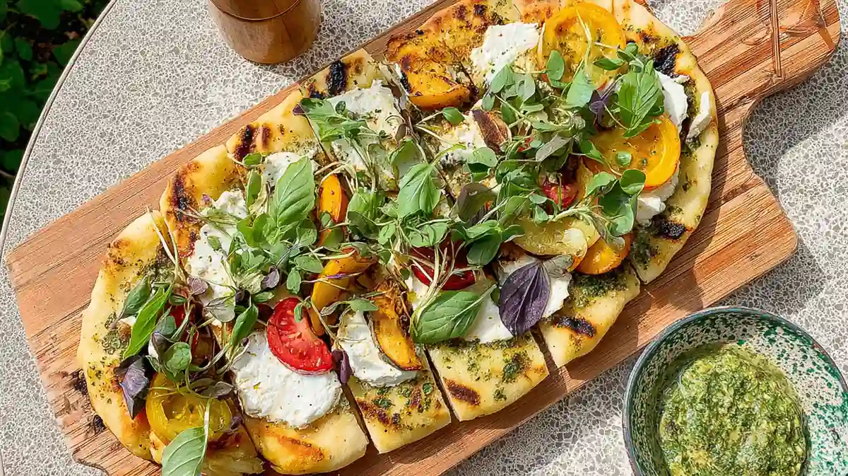 Sourdough flatbread with seasonal microgreens