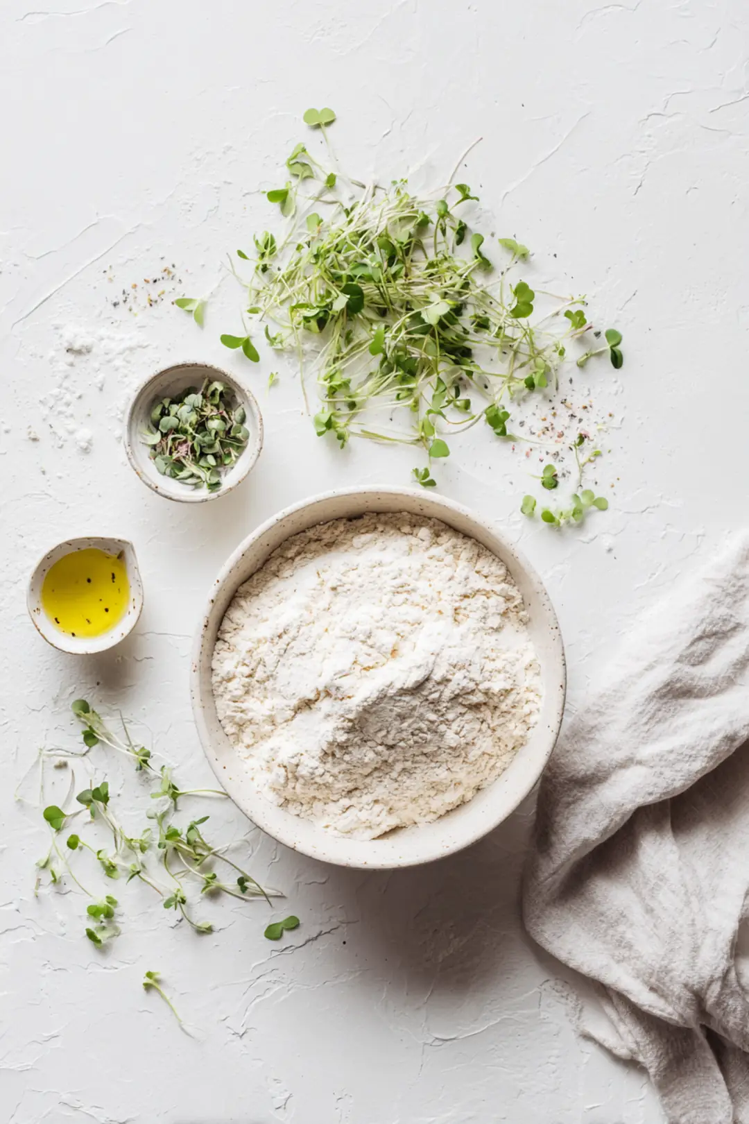 Sourdough flatbread with seasonal microgreens ingredients