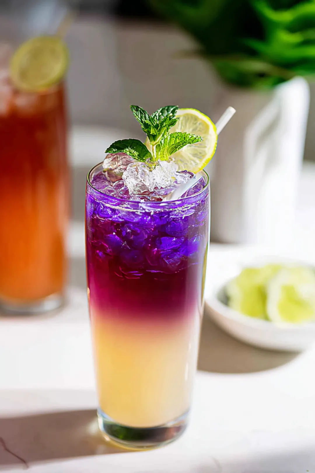 sparkling blue butterfly tea mocktail