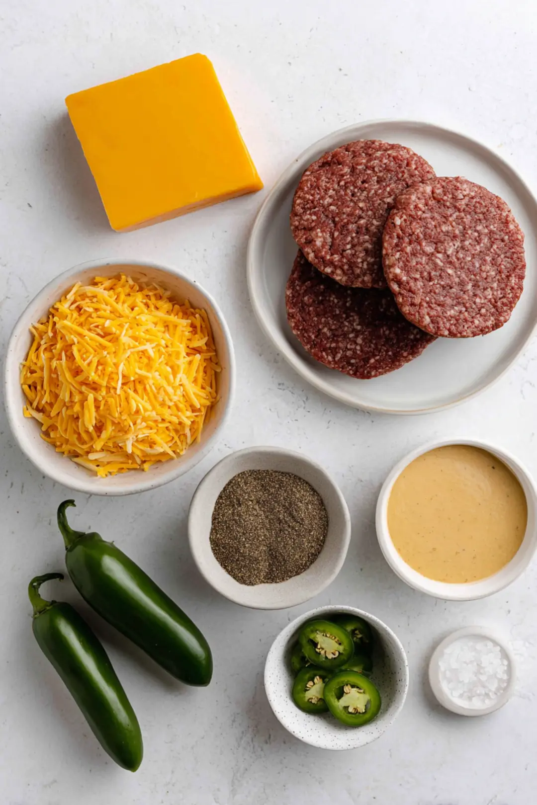 Spicy Sizzling Skillet Queso Burgers - ingredients
