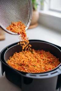Spread the lentil mixture in a single layer on the air fryer basket