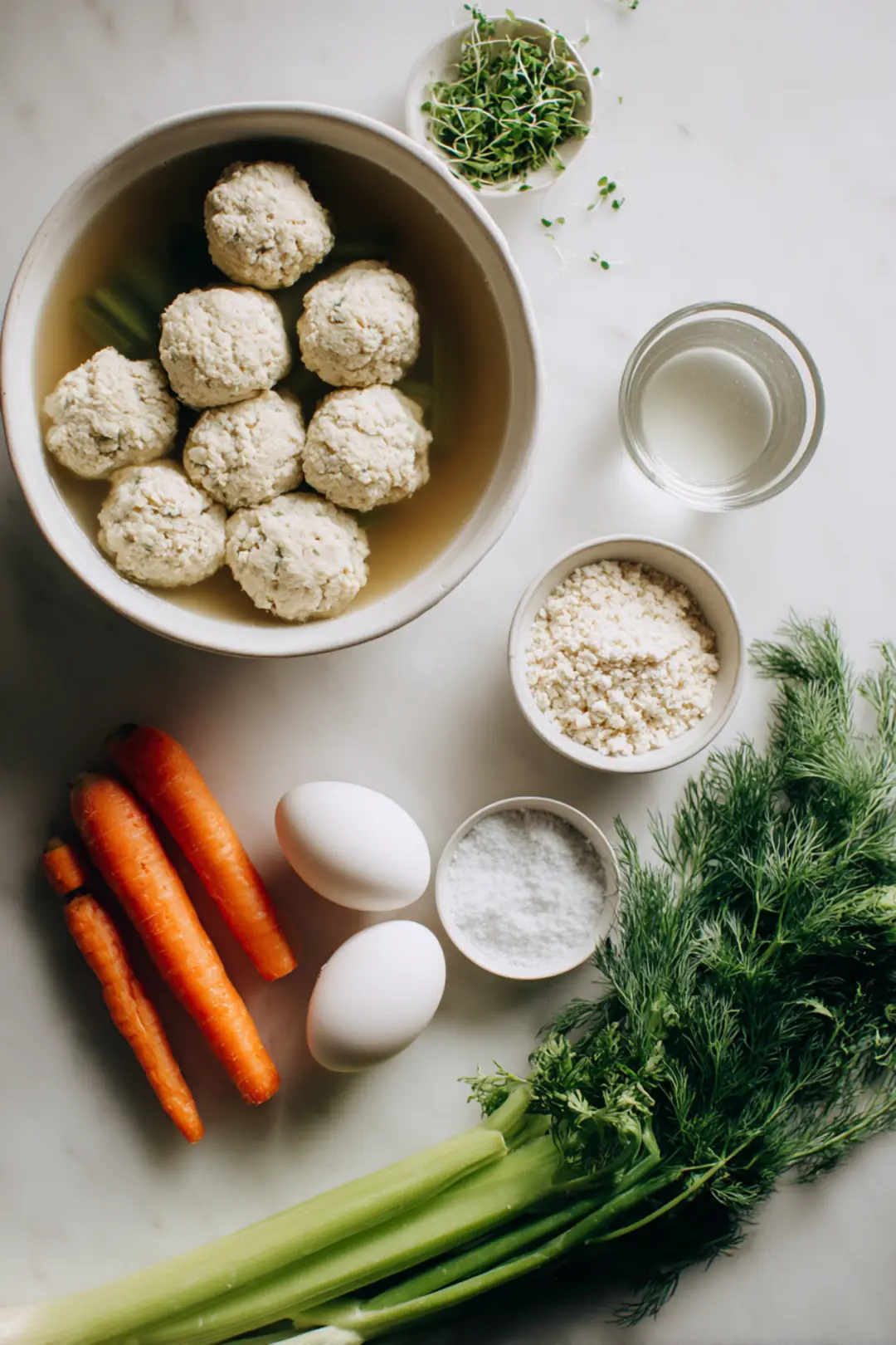 traditional matzah ball soup modern garnish ingredients