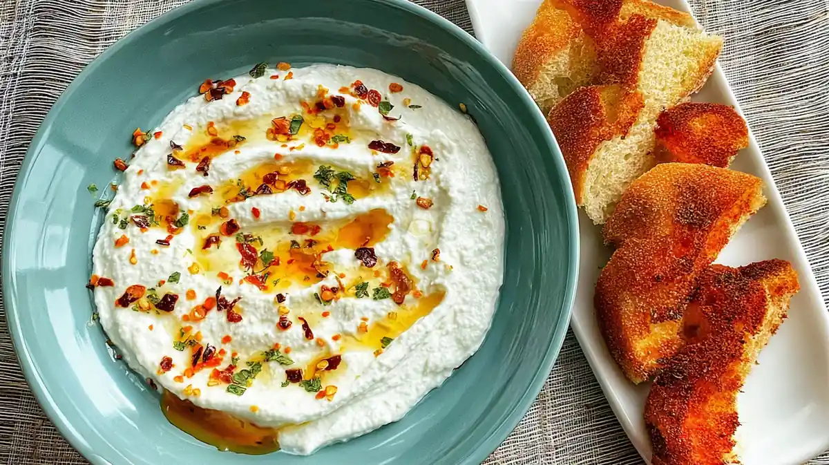 whipped feta and hot honey open grab board