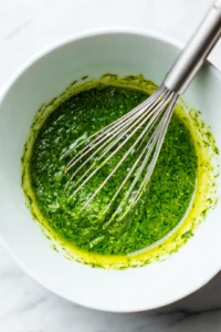 Whisk eggs with pesto