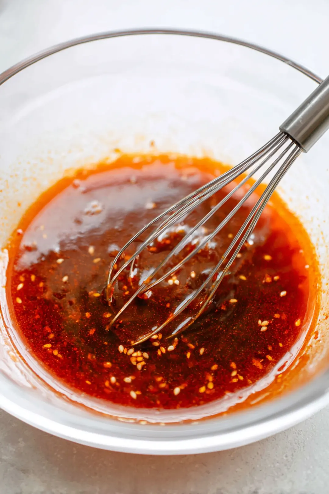 Whisk gochujang, soy sauce, maple syrup, and sesame oil together to create the sauce