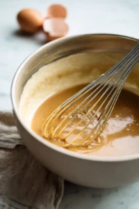 Whisk together eggs, milk, vanilla extract, and salted caramel sauce