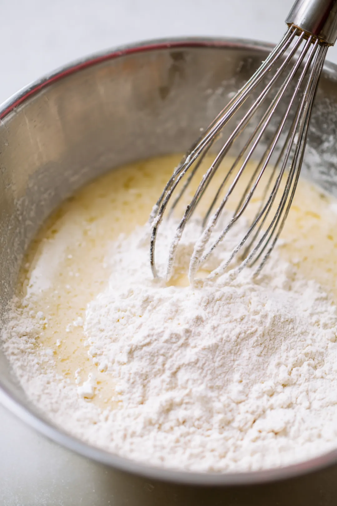 Whisk together rice flour and lukewarm water to create tempura batter