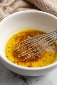 Whisk together the olive oil, apple cider vinegar, honey, salt, and pepper for the dressing