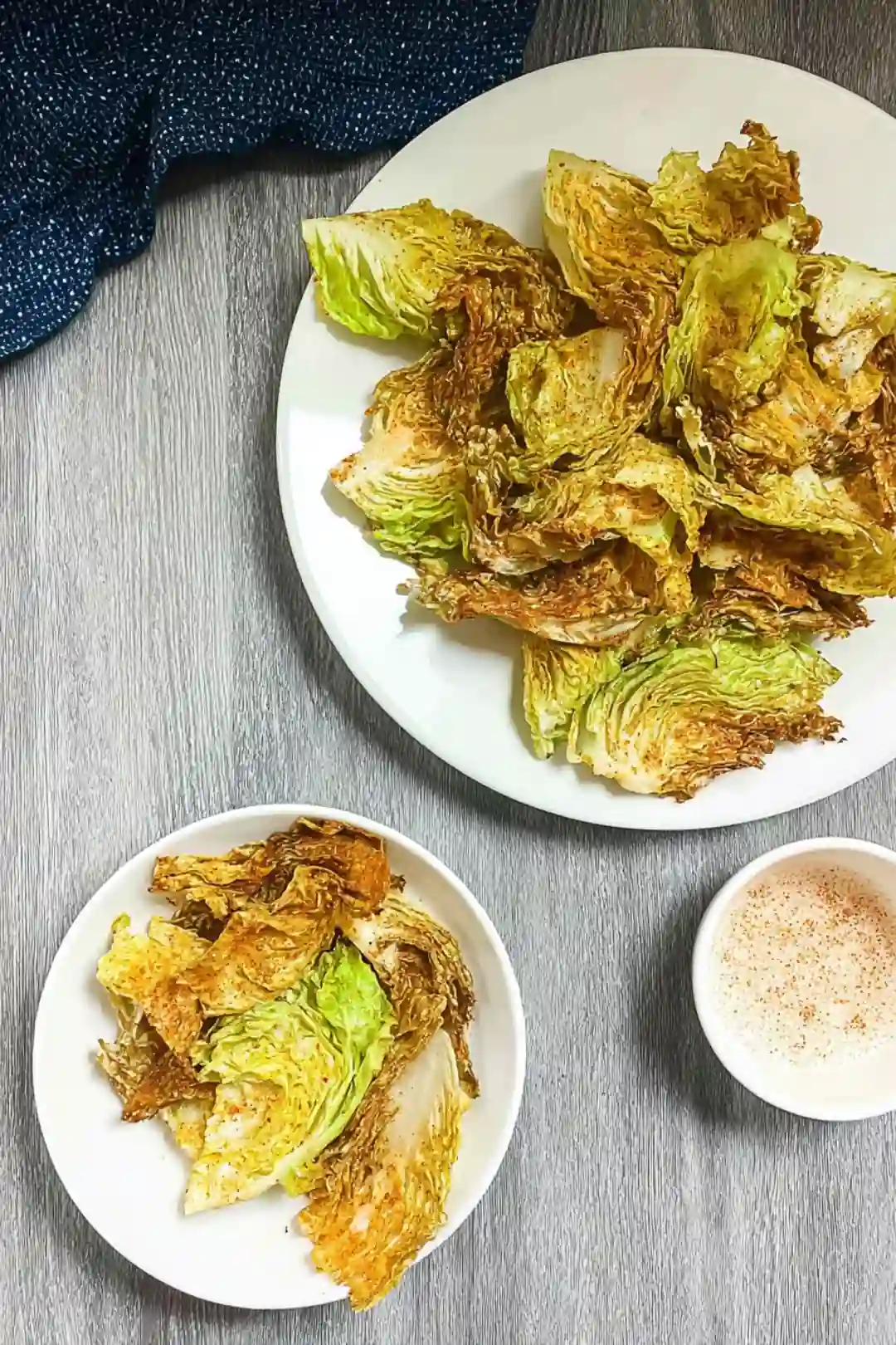 Air fryer cabbage chips with nutritional yeast