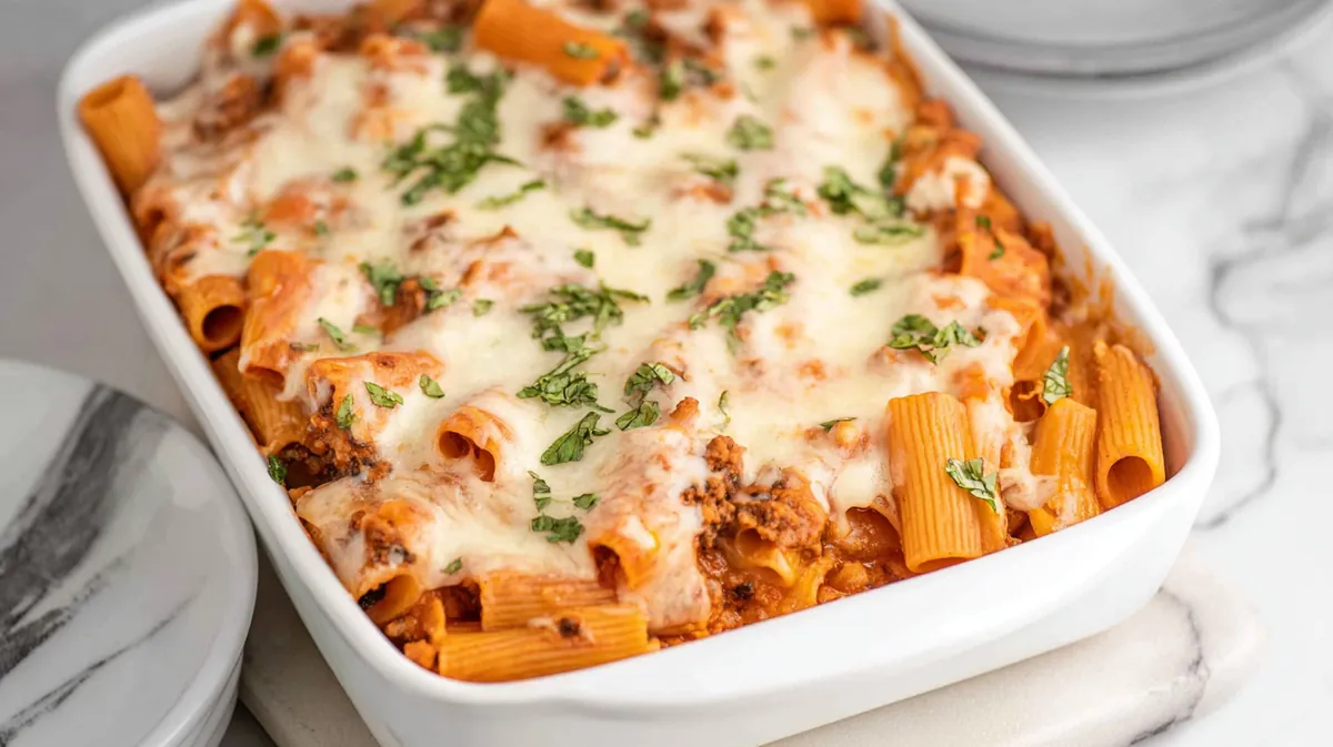 Beef Rigatoni Cheese Bake