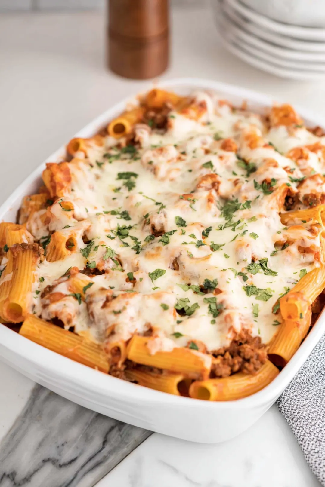 Beef Rigatoni Cheese Bake