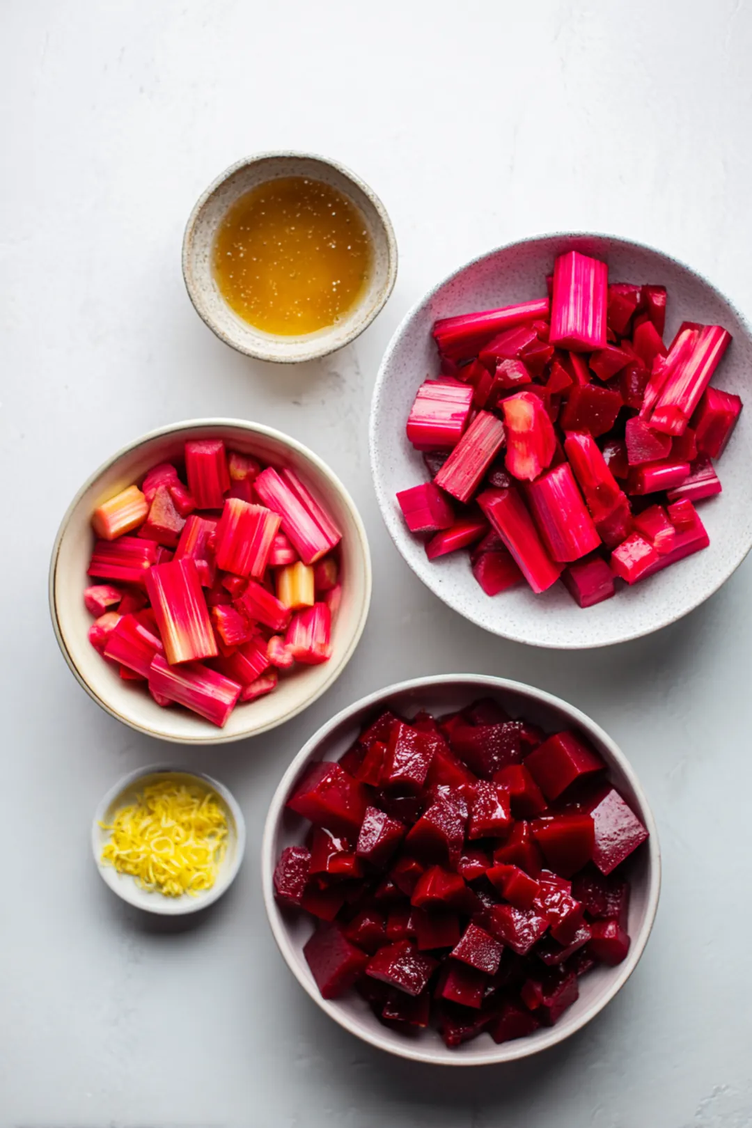 Beet Honey Rhubarb Compote - ingredients