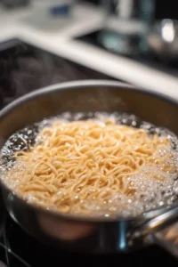 Bring lukewarm water to a boil and add Buldak ramen noodles