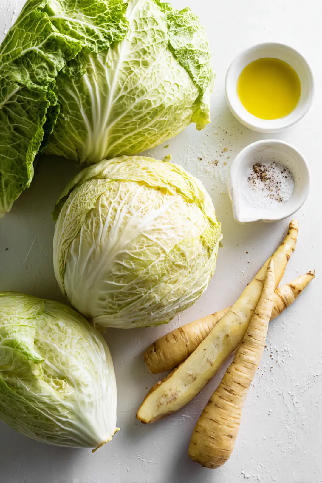 Cabbage and parsnip power roast ingredients