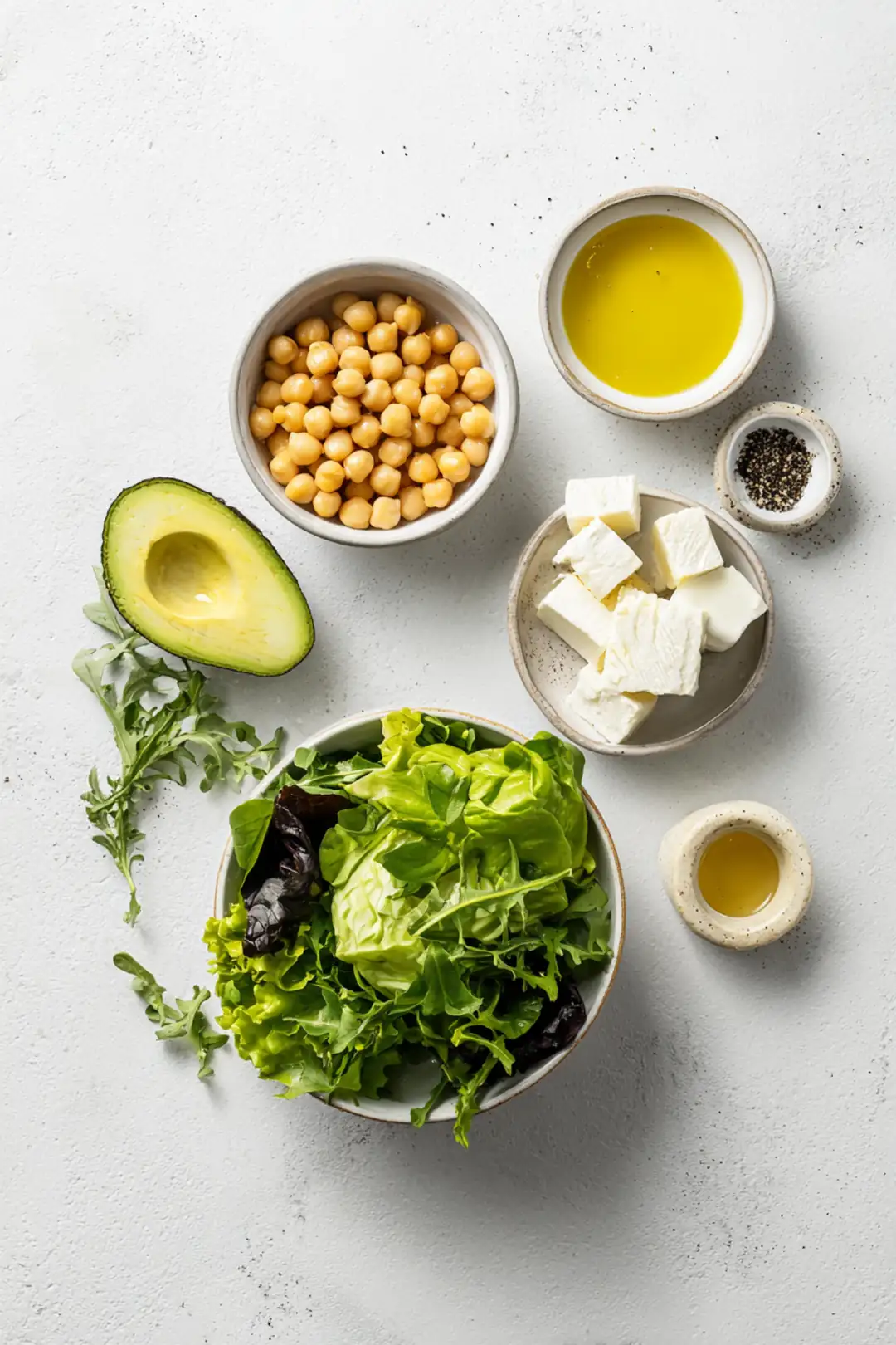 Chickpea feta avocado salad - ingredients