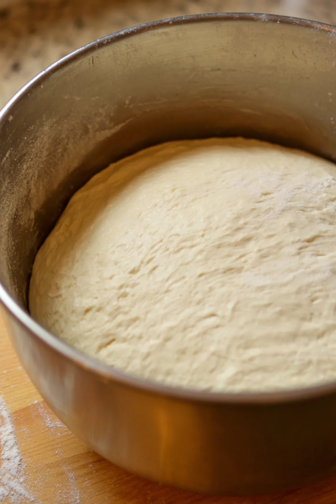 Combine flour, yeast, sugar, and salt, then add warm water to form a dough