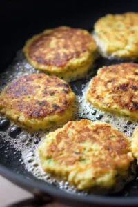 Cook fritter mixture in a skillet until golden brown