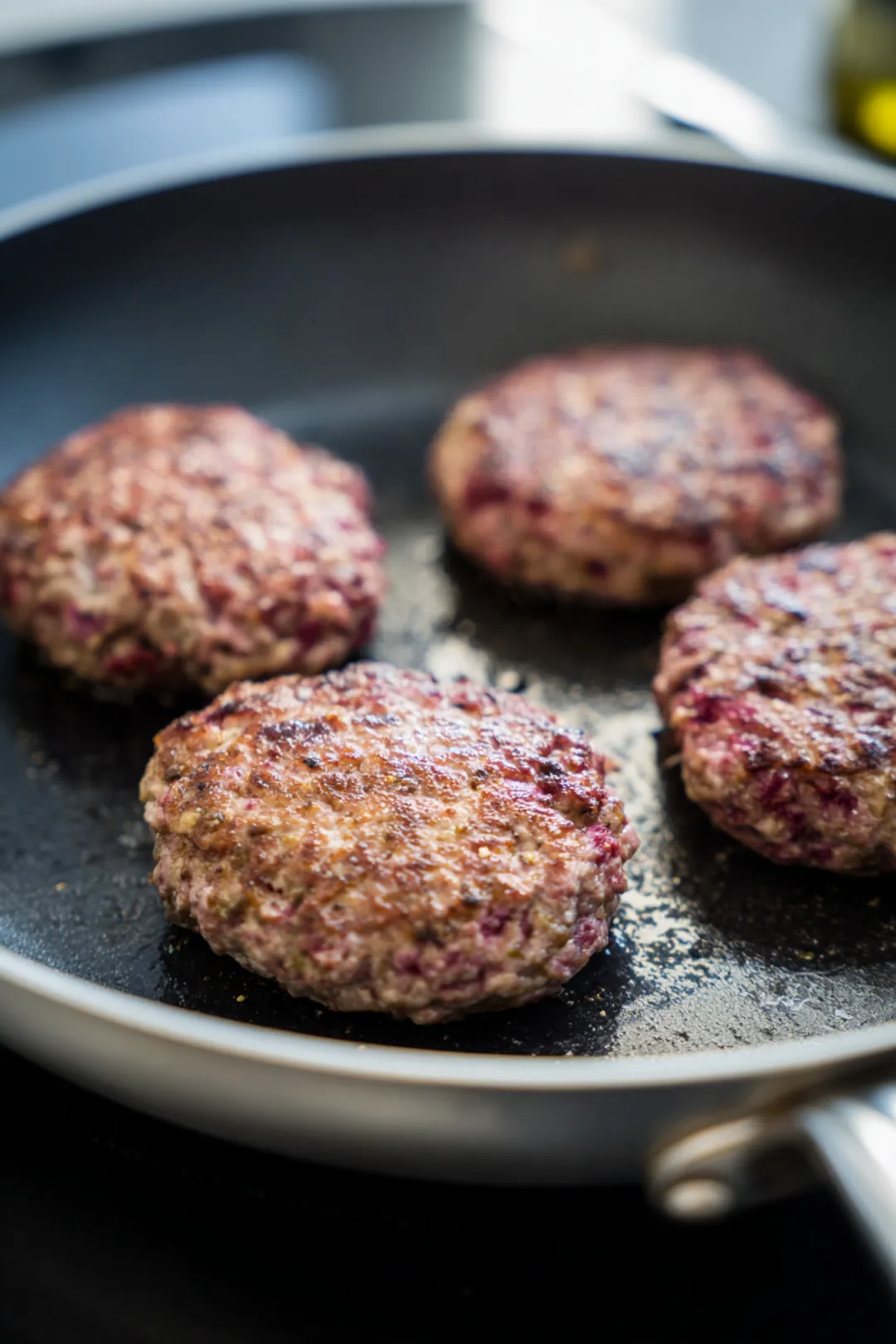 Cook ground beef until browned and form into patties
