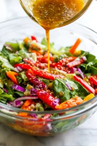 Drizzle the dressing over the salad and gently toss to combine.