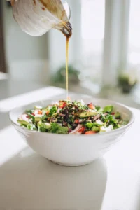 Drizzle the dressing over the salad and toss gently to combine