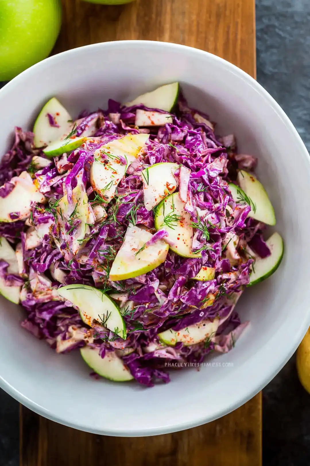 fermented cabbage and apple glow slaw