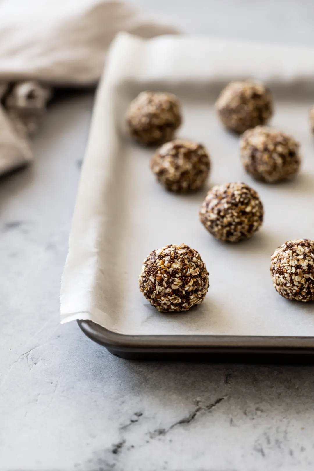 Form mixture into small balls and place them on a baking sheet