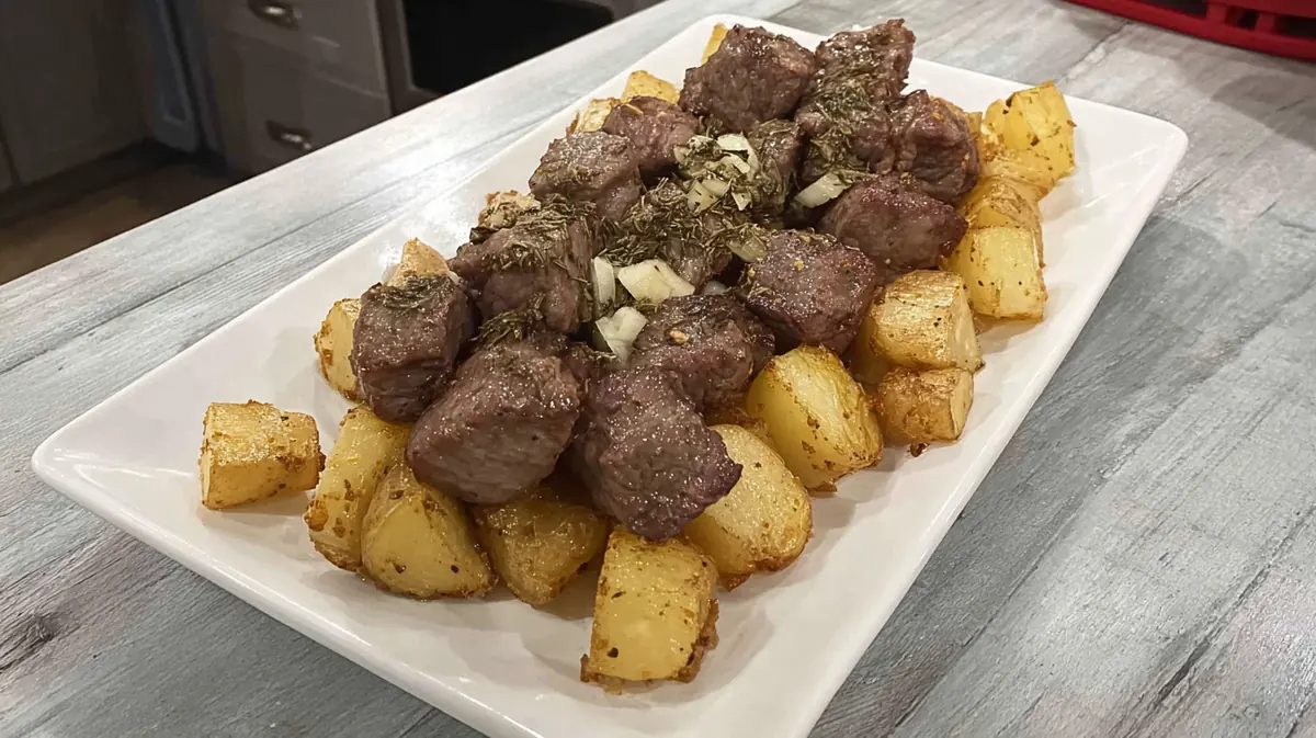 Garlic Steak Bites and Potatoes