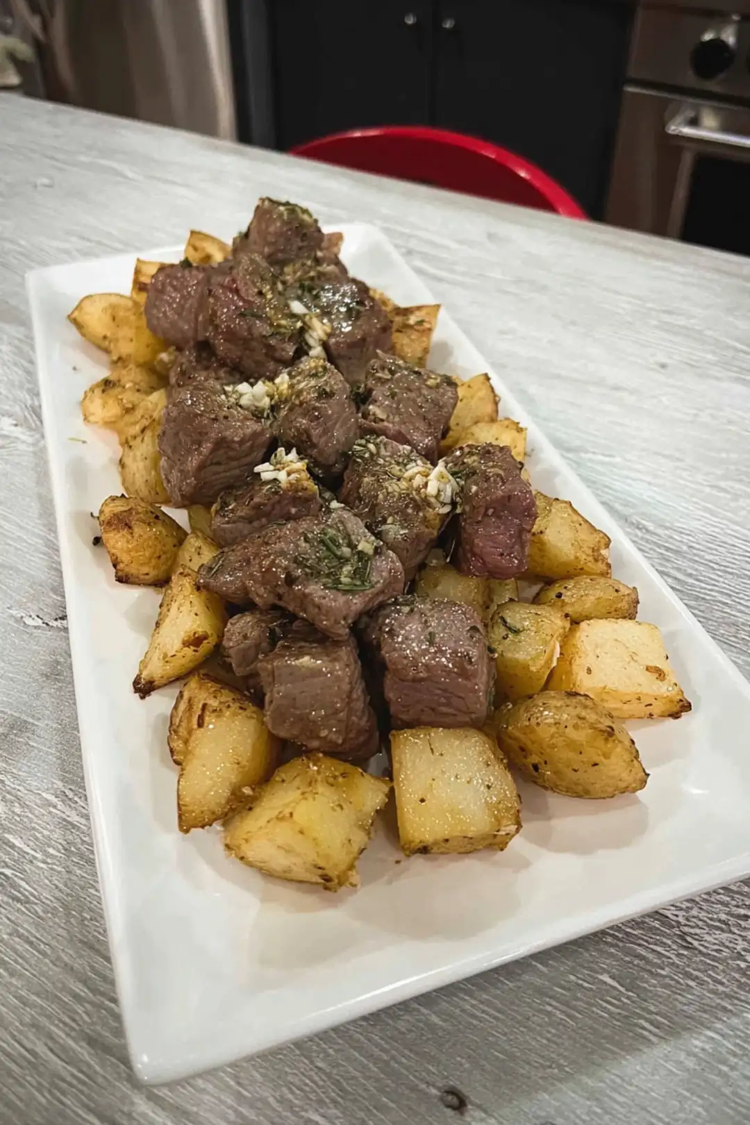Garlic Steak Bites and Potatoes