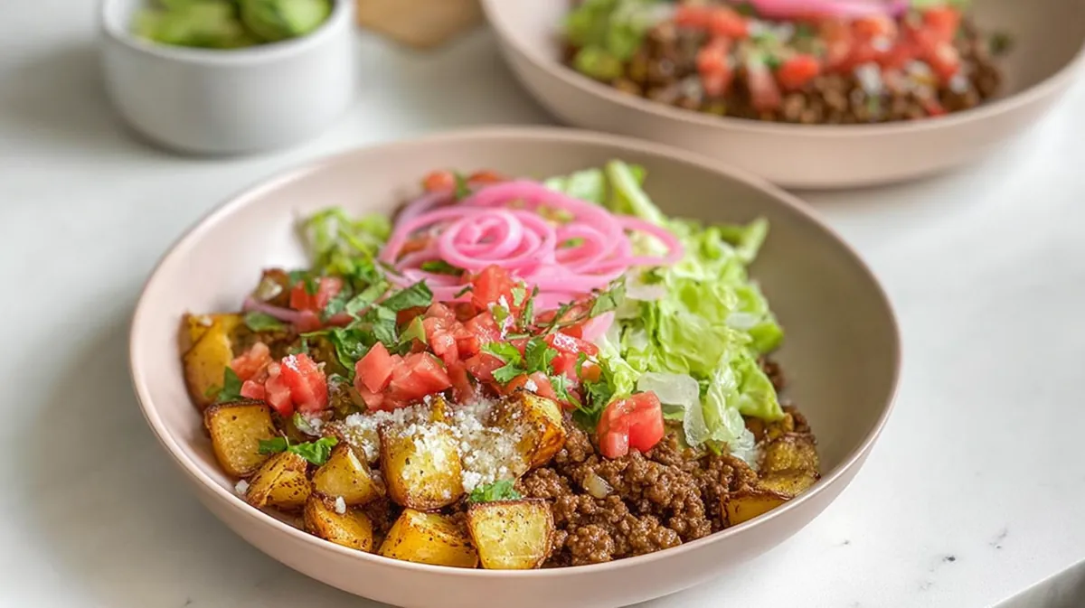 Ground Beef and Potato Taco Bowl