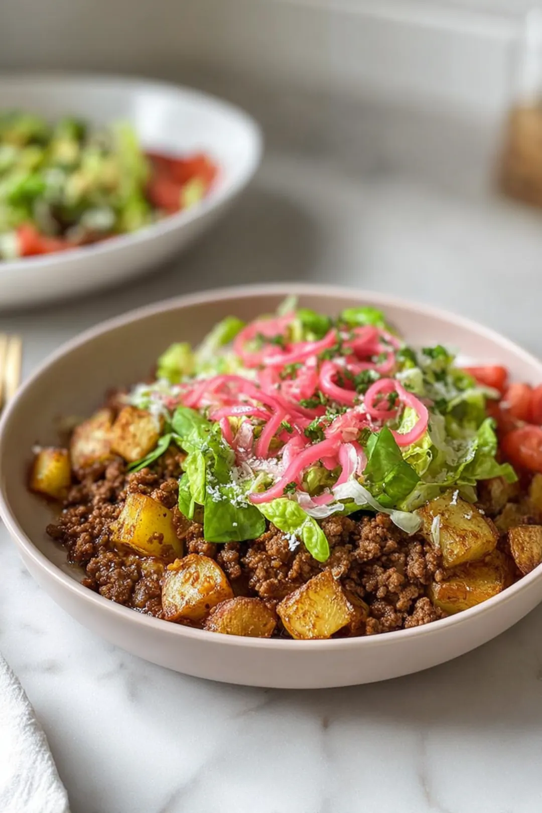 Ground Beef and Potato Taco Bowl