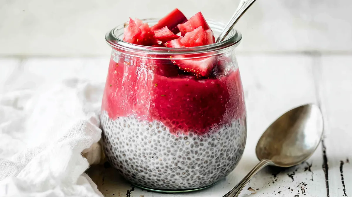 High-Fiber Chia Seed Pudding with Fresh Rhubarb