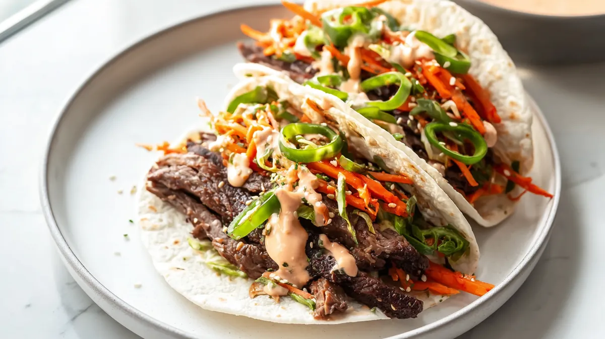 Korean Beef Tacos with Tangy Gochujang Slaw