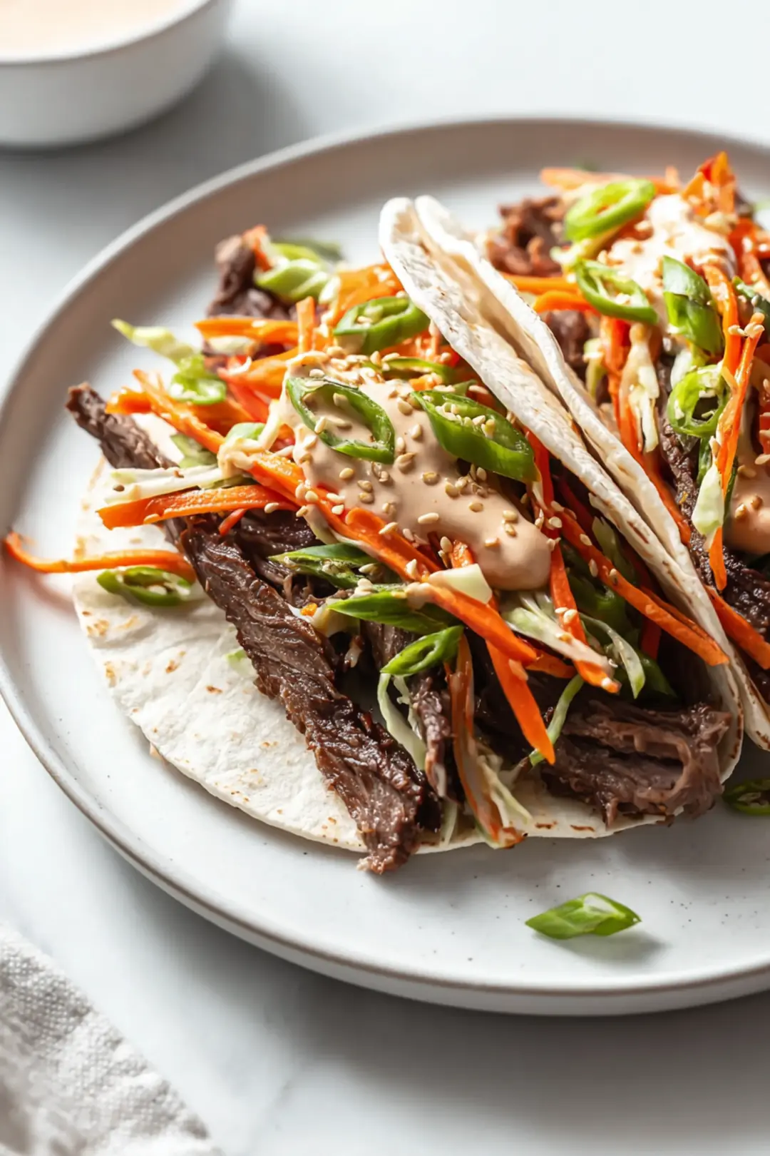 Korean Beef Tacos with Tangy Gochujang Slaw