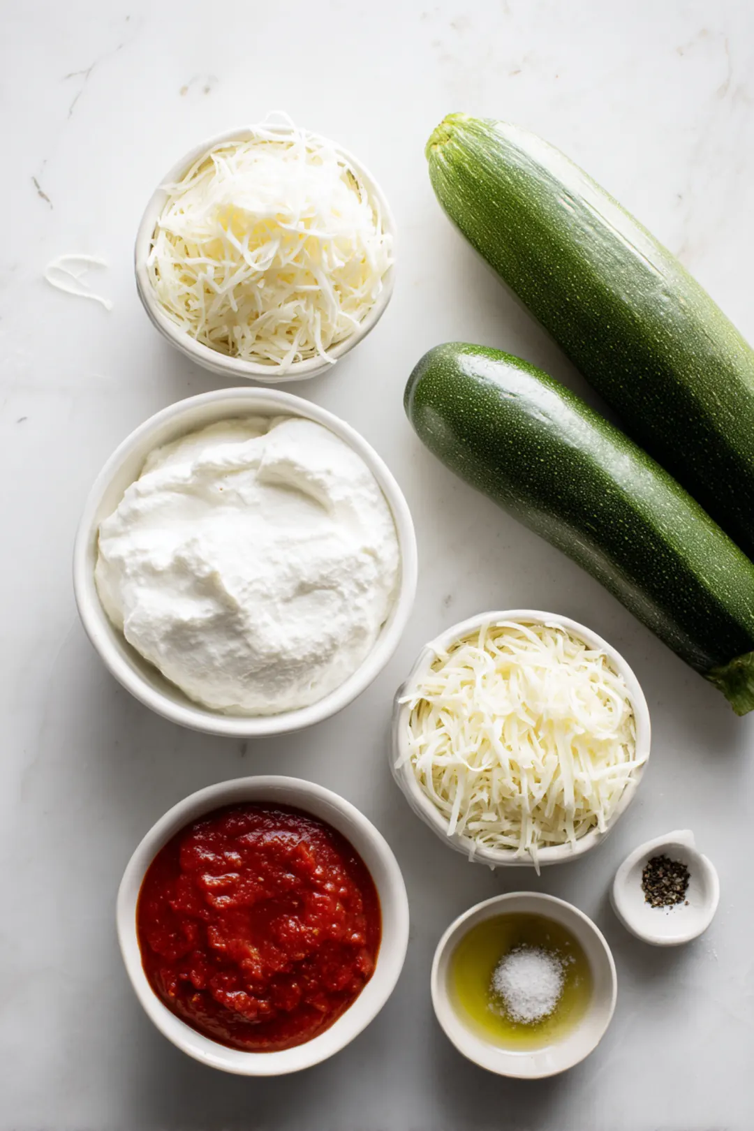Layered Zucchini Ricotta Melts with Marinara ingredients