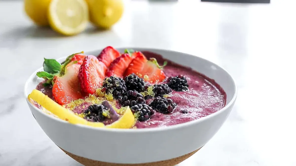Lemon zest collagen berry smoothie bowl