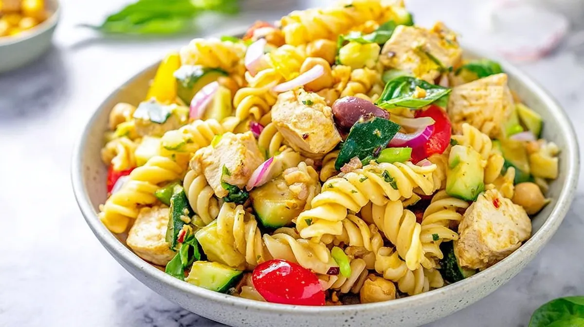 Mediterranean Chicken Pasta Salad